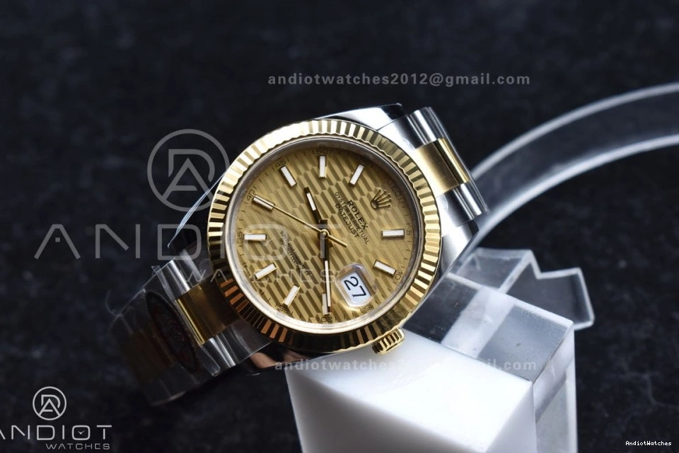 Oyster 904L Bracelet 1:1 YG 126333 SS Steel Clean VR Sleek on DateJust Textured 608 Dial Best 41 YG Edition 0826